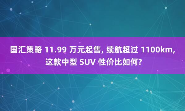 国汇策略 11.99 万元起售, 续航超过 1100km, 这款中型 SUV 性价比如何?